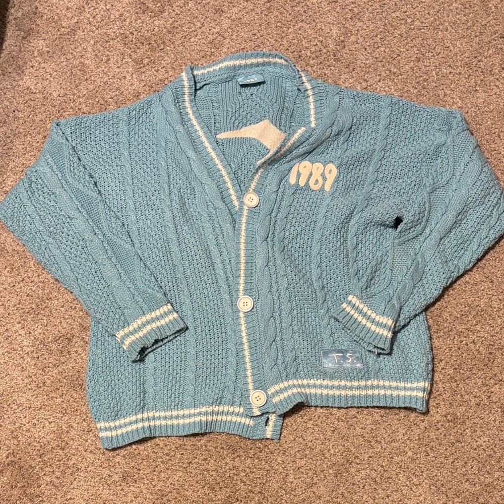 Taylor Swift Blue Knit Cardigan with 1989 Patch